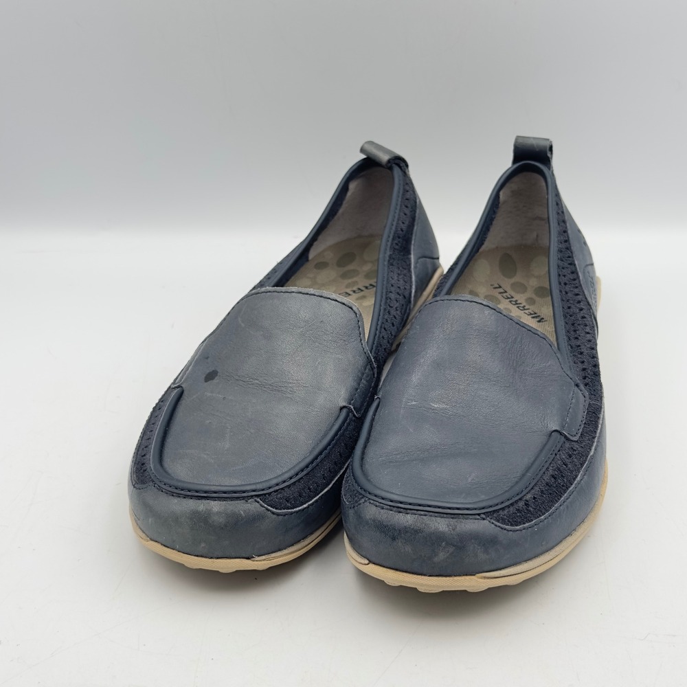 Merrell Sailix Ballet Navy Leather Mesh Slip On Flats 9 Walking Shoes Comfort